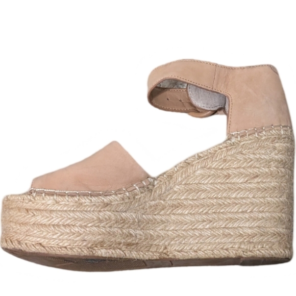 Marc Fisher Alida Pink Leather Platform Espadrille Wedge Sandal 7.5M - Picture 6 of 11